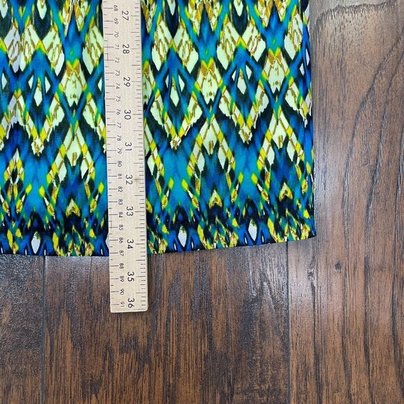 Andrew Marc New York Mini Dress 6 Bright Green Blue Sleeveless V-Neck Women's - Picture 9 of 11